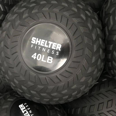 Black Rubber Treaded Slam Ball - Shelter Fitness