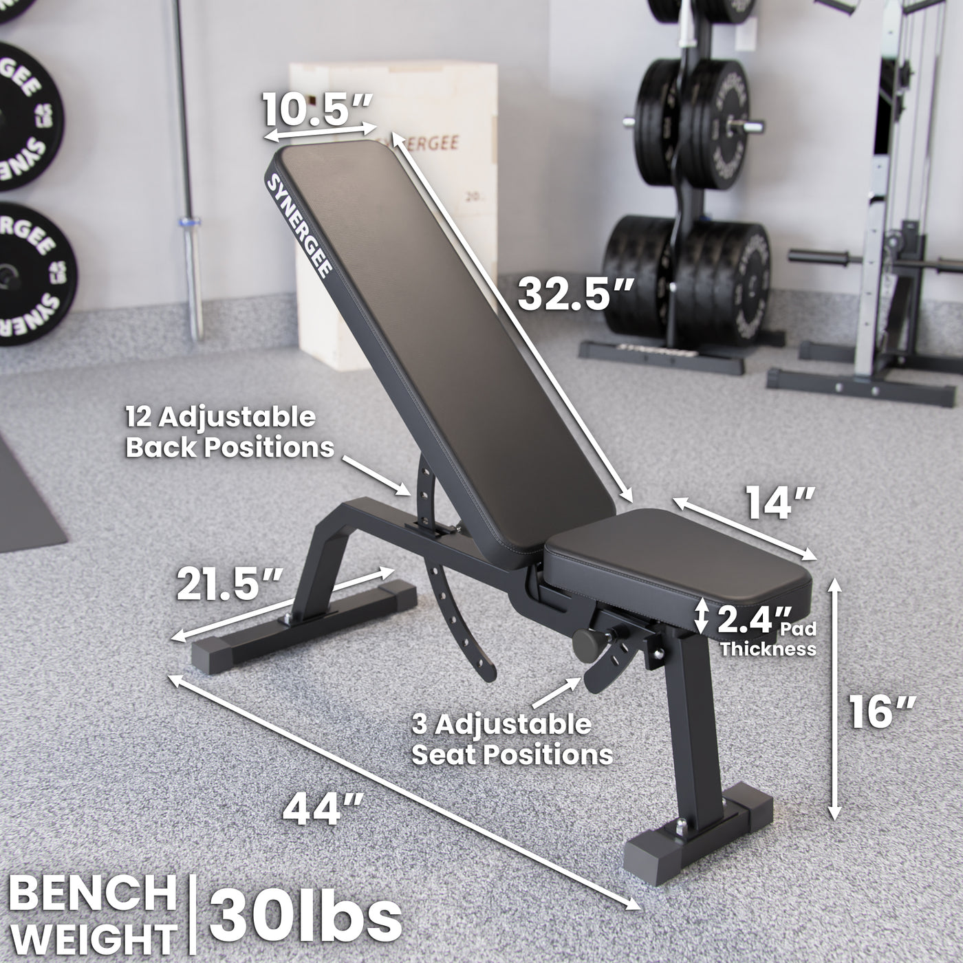 Image 3 of Synergee Adjustable Incline Bench